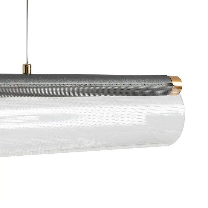 Lucande Pendelleuchte Alania - L x B x H: 90,5 x 9,5 x 9,5 cm, klar / transparent, grau, gold, transparent