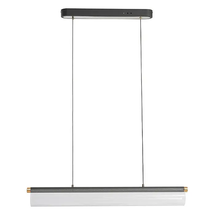Lucande Pendelleuchte Alania - L x B x H: 90,5 x 9,5 x 9,5 cm, klar / transparent, grau, gold, transparent