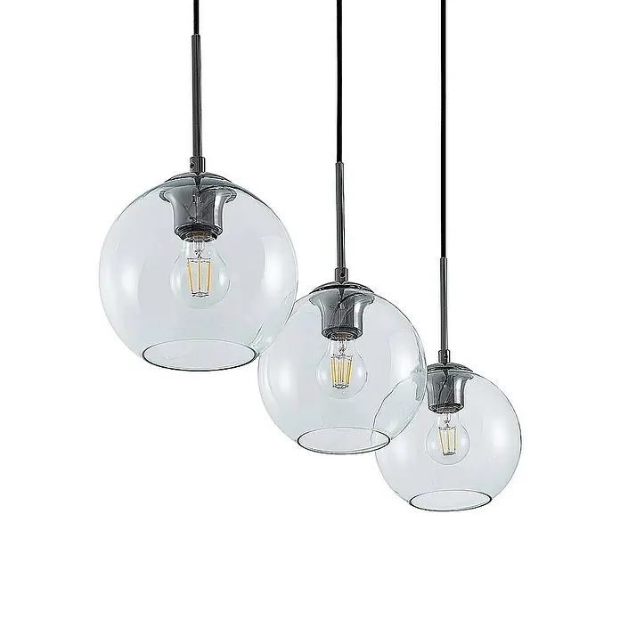 Lindby Pendelleuchte Firano - L x B x H: 110 x 20 x 17,5 cm, klar / transparent, metallisch, klar, E27