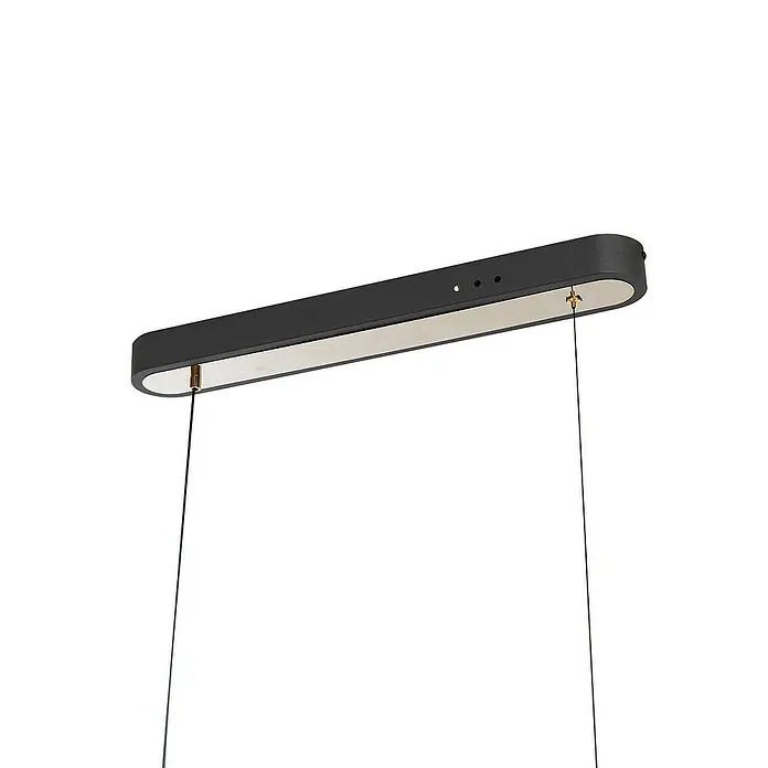Lucande Pendelleuchte Alania - L x B x H: 90,5 x 9,5 x 9,5 cm, klar / transparent, grau, gold, transparent