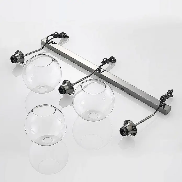 Lindby Pendelleuchte Firano - L x B x H: 110 x 20 x 17,5 cm, klar / transparent, metallisch, klar, E27