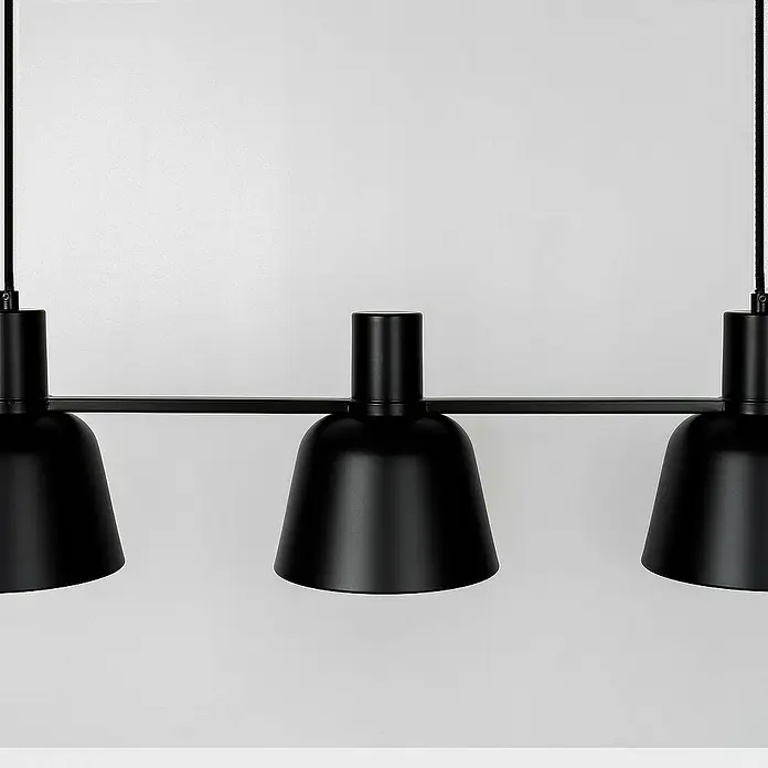 Lucande Pendelleuchte Servan - L x B x H: 73 x 17 x 19,3 cm, schwarz, Schwarz matt, E27