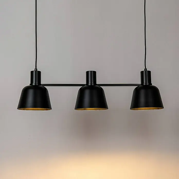 Lucande Pendelleuchte Servan - L x B x H: 73 x 17 x 19,3 cm, schwarz, Schwarz matt, E27