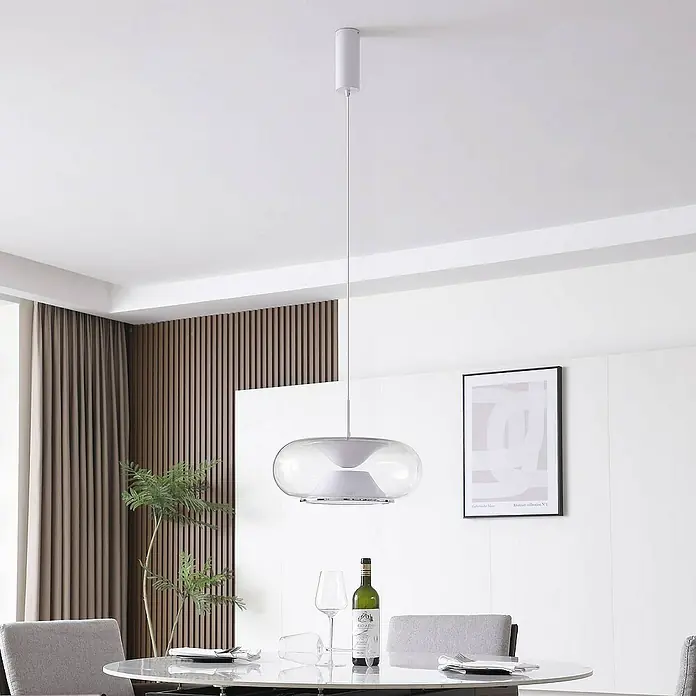 Lucande Pendelleuchte Orasa - L x B x H: 43 x 43 x 18 cm, klar / transparent, weiß, klar