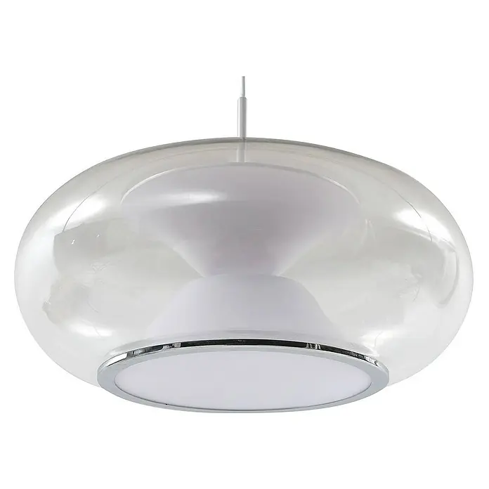 Lucande Pendelleuchte Orasa - L x B x H: 43 x 43 x 18 cm, klar / transparent, weiß, klar