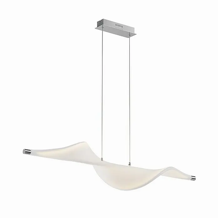 Lucande Pendelleuchte Edano - L x B x H: 122 x 22 x 20 cm, weiß / opal, weiß, chrom