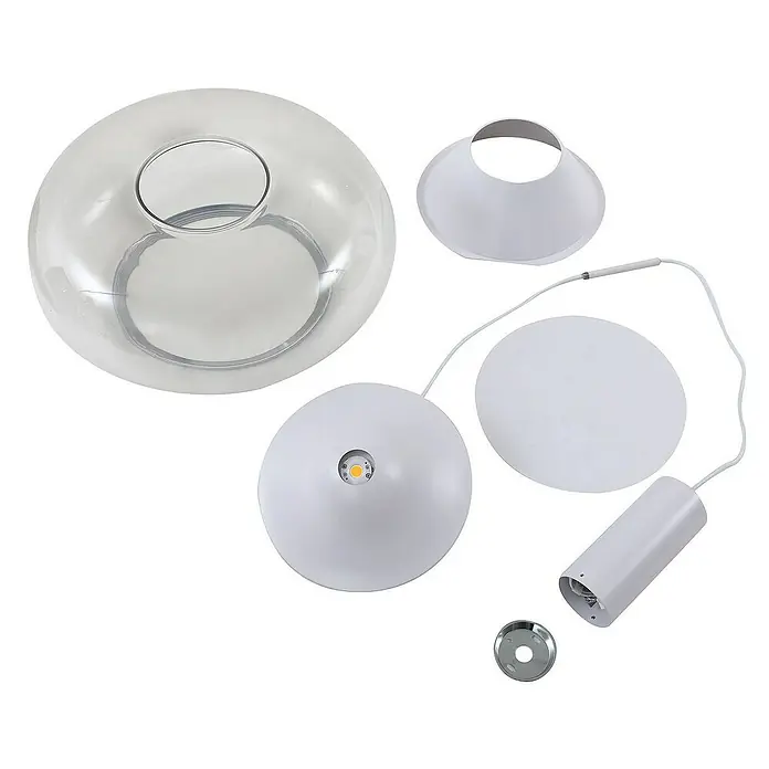 Lucande Pendelleuchte Orasa - L x B x H: 43 x 43 x 18 cm, klar / transparent, weiß, klar
