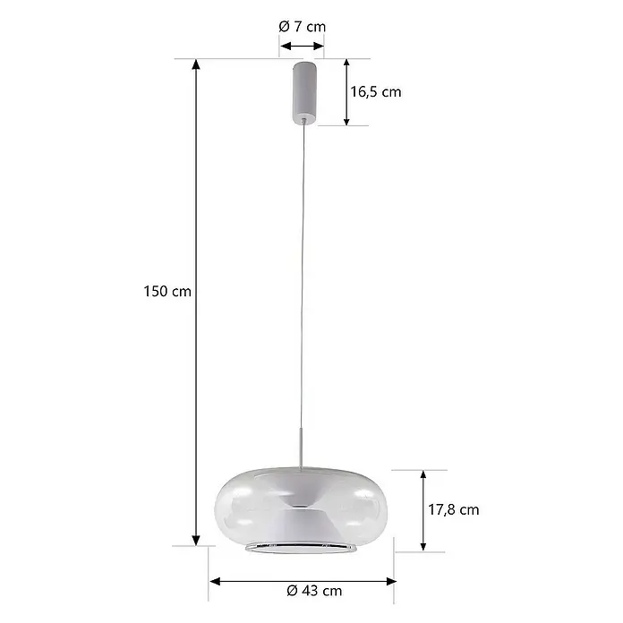 Lucande Pendelleuchte Orasa - L x B x H: 43 x 43 x 18 cm, klar / transparent, weiß, klar