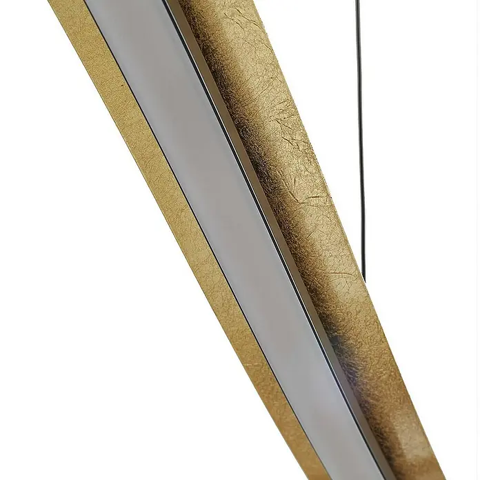 Lucande Pendelleuchte Alevia - L x B x H: 100 x 8 x 10 cm, messing / gold, blattgold, Schwarz, weiß