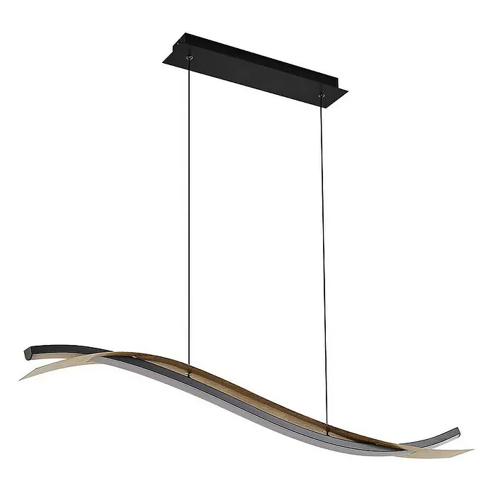 Lucande Pendelleuchte Alevia - L x B x H: 100 x 8 x 10 cm, messing / gold, blattgold, Schwarz, weiß