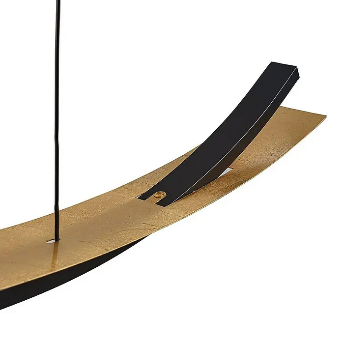 Lucande Pendelleuchte Alevia - L x B x H: 100 x 8 x 10 cm, messing / gold, blattgold, Schwarz, weiß