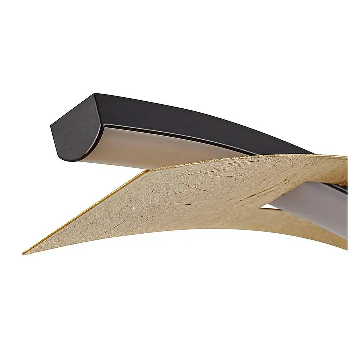 Lucande Pendelleuchte Alevia - L x B x H: 100 x 8 x 10 cm, messing / gold, blattgold, Schwarz, weiß