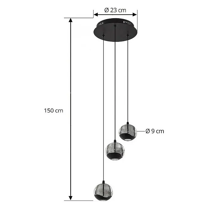 Lucande Pendelleuchte Hayley - L x B x H: 20 x 20 x 150 cm, klar / transparent, klar, Schwarz