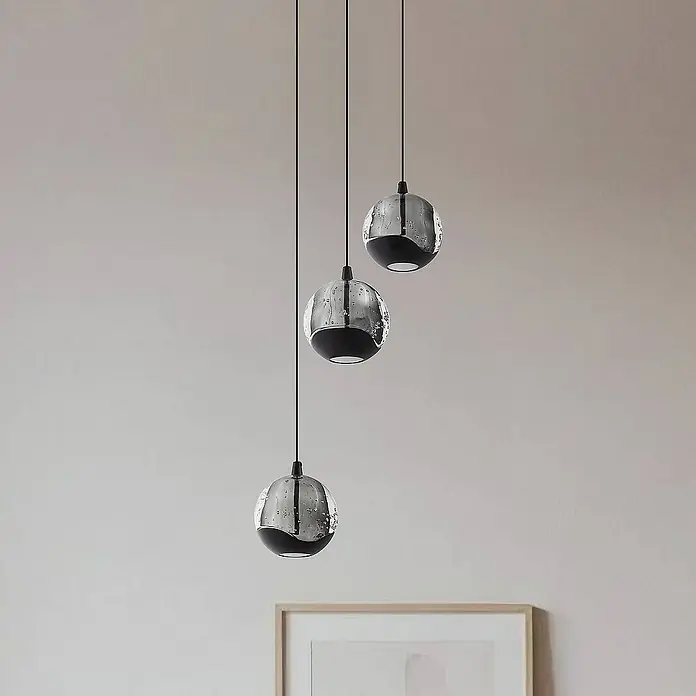 Lucande Pendelleuchte Hayley - L x B x H: 20 x 20 x 150 cm, klar / transparent, klar, Schwarz