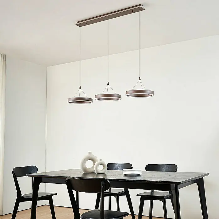 Lucande Pendelleuchte Kolo - L x B x H: 113,5 x 30 x 5 cm, braun / rost, kaffeebraun, weiß gefrostet