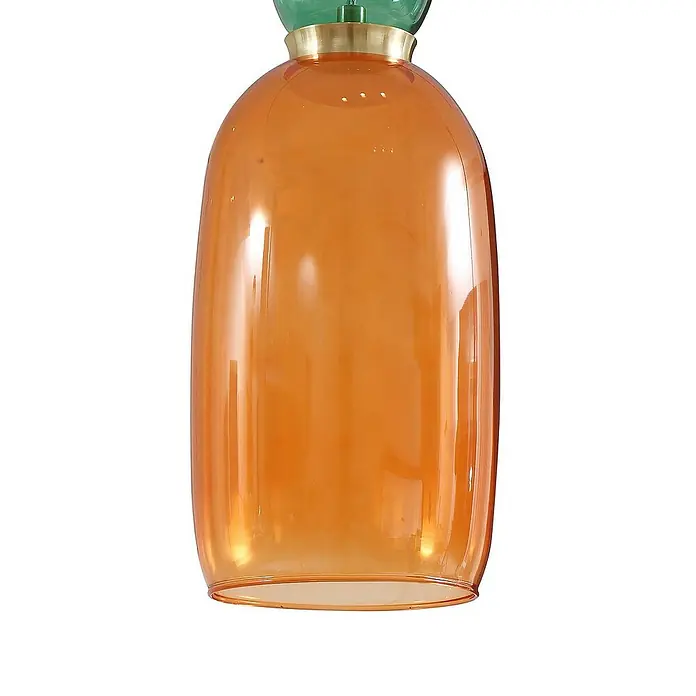 Lucande Pendelleuchte Fay - L x B x H: 15 x 15 x 37 cm, gelb / orange, orange, dunkelGrün, weiß matt