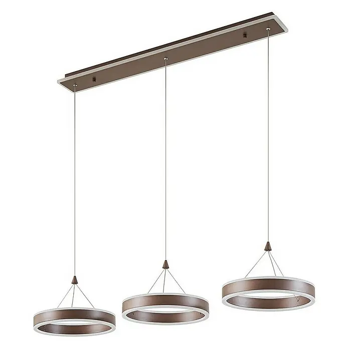 Lucande Pendelleuchte Kolo - L x B x H: 113,5 x 30 x 5 cm, braun / rost, kaffeebraun, weiß gefrostet