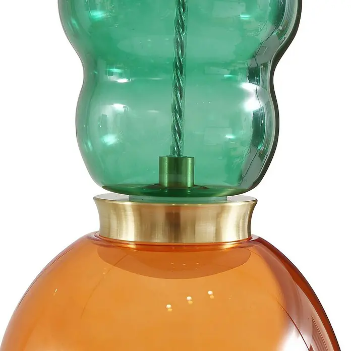 Lucande Pendelleuchte Fay - L x B x H: 15 x 15 x 37 cm, gelb / orange, orange, dunkelGrün, weiß matt