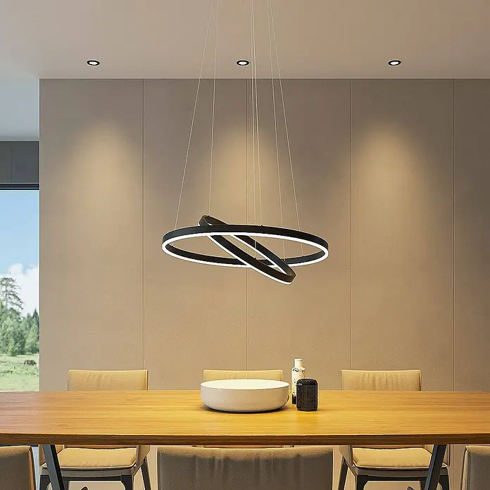 Arcchio Pendelleuchte Albiona - L x B x H: 60 x 60 x 250 cm, schwarz, Schwarz, weiß