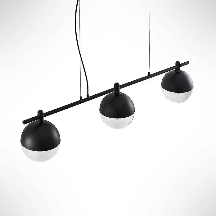 Lucande Pendelleuchte Dustian - L x B x H: 124 x 20 x 150 cm, klar, Schwarz, E27