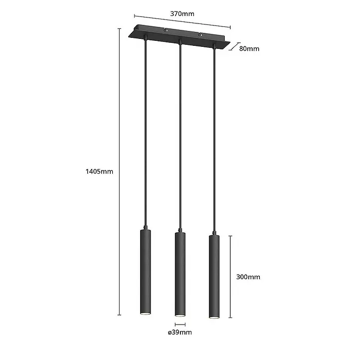 Arcchio Pendelleuchte Franka - L x B x H: 37 x 8 x 30 cm, schwarz, Schwarz (RAL 9005)
