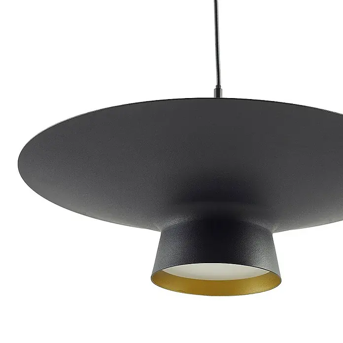 Lindby Pendelleuchte Norvind - L x B x H: 25 x 25 x 7 cm, schwarz, sandSchwarz, gold