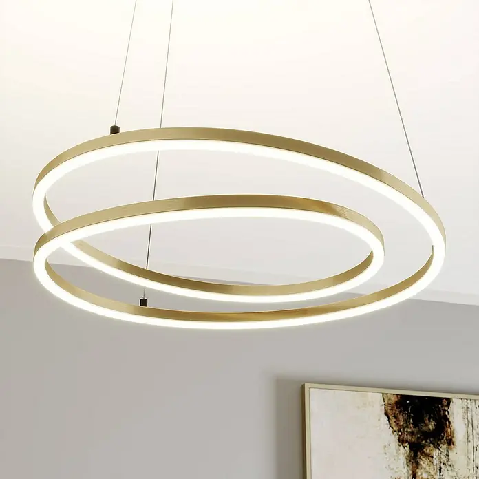 Lindby Pendelleuchte Davian - L x B x H: 48,5 x 48,5 x 150 cm, messing / gold, messing, Schwarz