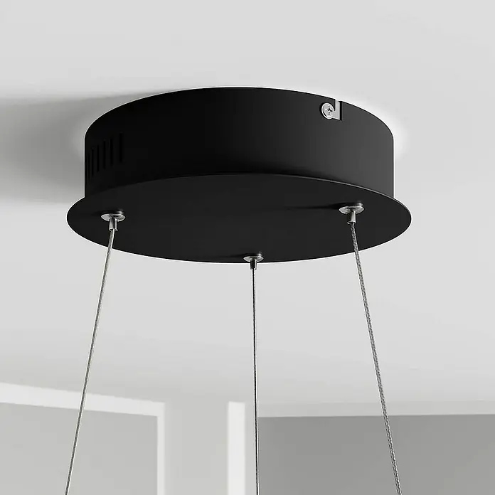 Lindby Pendelleuchte Davian - L x B x H: 48,5 x 48,5 x 150 cm, messing / gold, messing, Schwarz