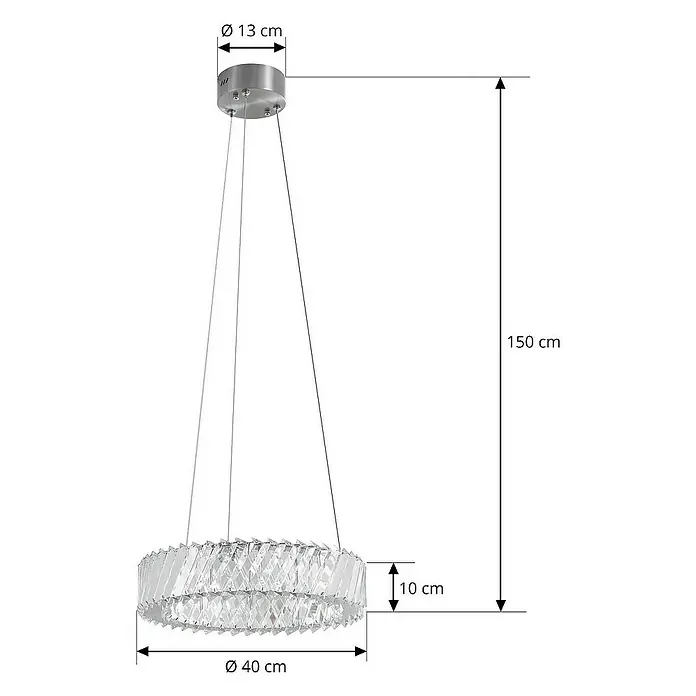 Lucande Pendelleuchte Glacis - L x B x H: 40 x 40 x 10 cm, klar / transparent, klar, chrom