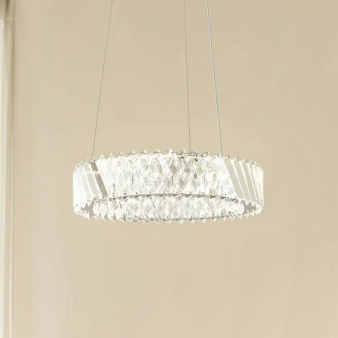 Lucande Pendelleuchte Glacis - L x B x H: 40 x 40 x 10 cm, klar / transparent, klar, chrom