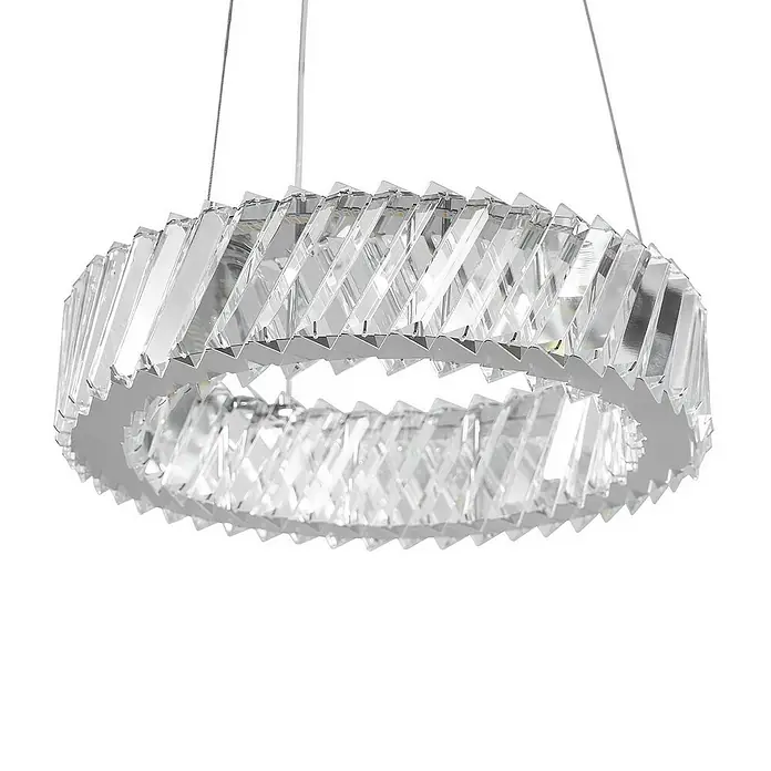 Lucande Pendelleuchte Glacis - L x B x H: 40 x 40 x 10 cm, klar / transparent, klar, chrom