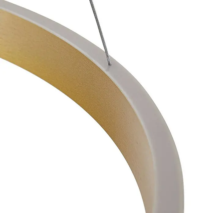 Lucande Pendelleuchte Yonam - L x B x H: 80 x 80 x 4,5 cm, messing / gold, gold, weiß