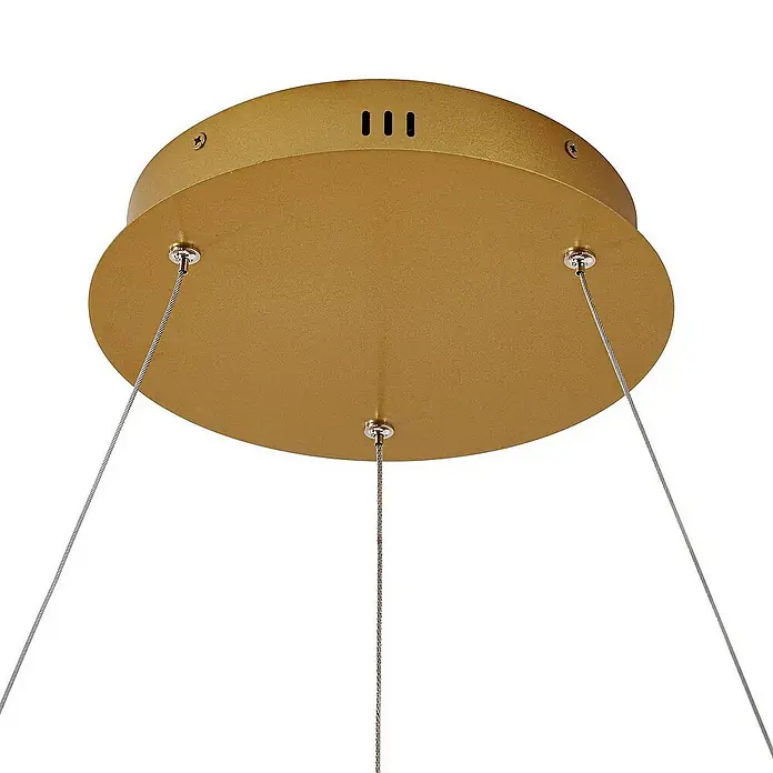 Lucande Pendelleuchte Yonam - L x B x H: 80 x 80 x 4,5 cm, messing / gold, gold, weiß