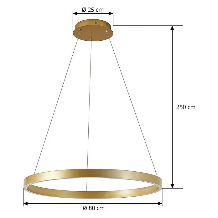 Lucande Pendelleuchte Yonam - L x B x H: 80 x 80 x 4,5 cm, messing / gold, gold, weiß