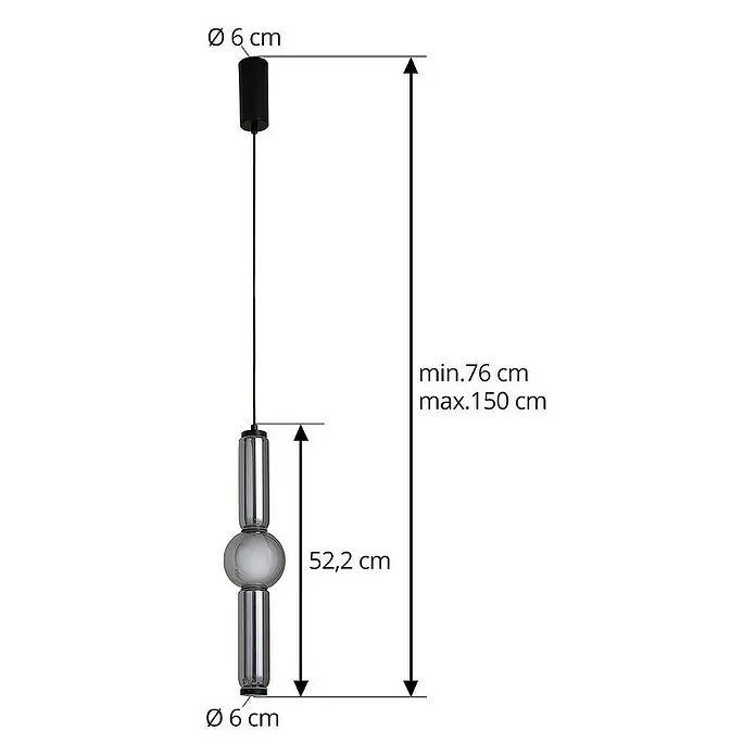 Lucande Pendelleuchte Savete - alu / grau / zink, rauchgrau, Schwarz