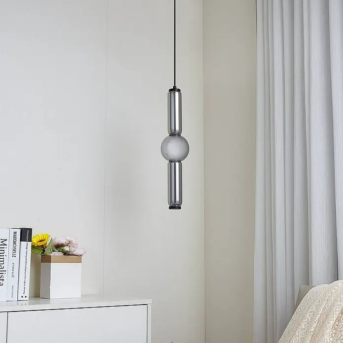 Lucande Pendelleuchte Savete - alu / grau / zink, rauchgrau, Schwarz