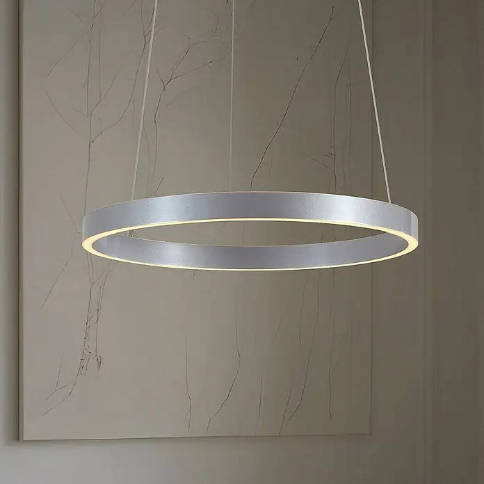 Lucande Pendelleuchte Yonam - alu / grau / zink, alufarben, weiß