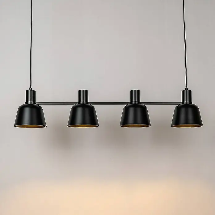 Lucande Pendelleuchte Servan - L x B x H: 101,5 x 17 x 19,3 cm, schwarz, Schwarz matt, E27