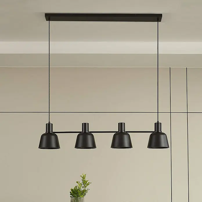 Lucande Pendelleuchte Servan - L x B x H: 101,5 x 17 x 19,3 cm, schwarz, Schwarz matt, E27