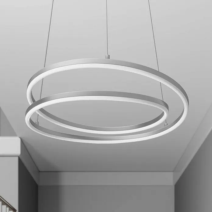 Lindby Pendelleuchte Davian - alu / grau / zink, nickel satiniert