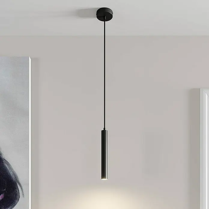 Arcchio Pendelleuchte Franka - L x B x H: 3,9 x 3,9 x 30 cm, schwarz, Schwarz (RAL 9005)