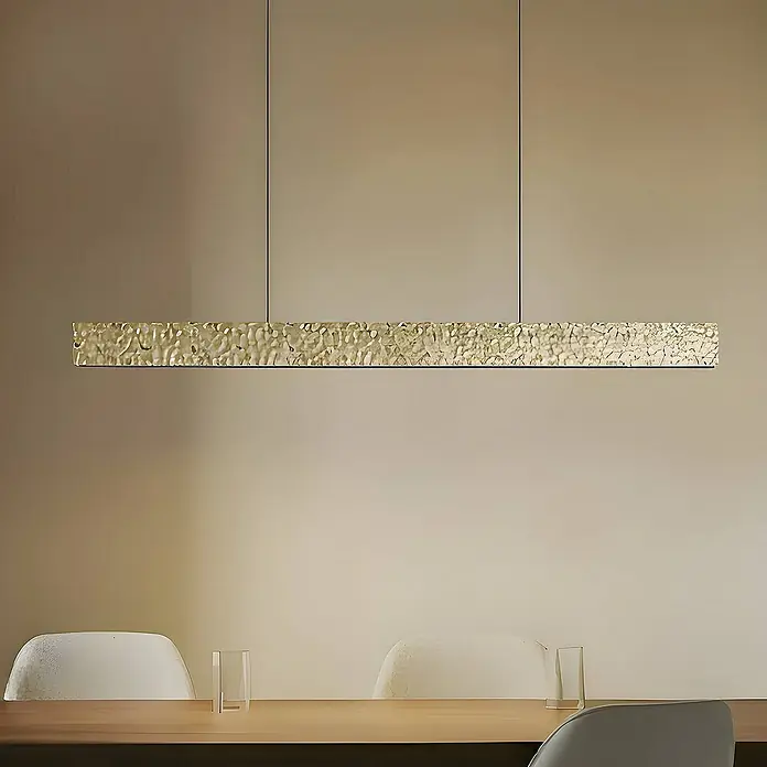 Lucande Pendelleuchte Nivara - L x B x H: 117 x 3 x 8 cm, messing / gold, gold, Schwarz