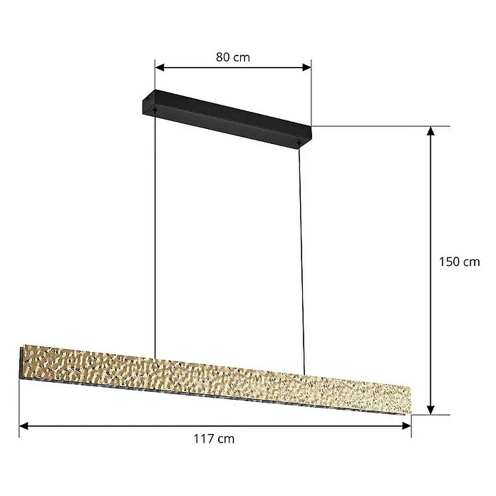 Lucande Pendelleuchte Nivara - L x B x H: 117 x 3 x 8 cm, messing / gold, gold, Schwarz