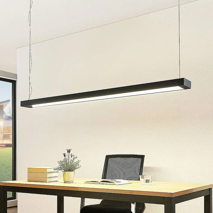 Arcchio Pendelleuchte Cuna - L x B x H: 162,2 x 11,5 x 4,88 cm, schwarz, Schwarz (RAL 9005)
