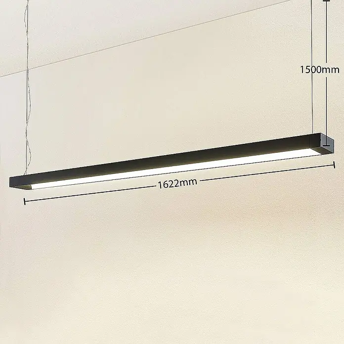 Arcchio Pendelleuchte Cuna - L x B x H: 162,2 x 11,5 x 4,88 cm, schwarz, Schwarz (RAL 9005)