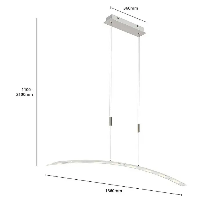 Lindby Pendelleuchte Manon - L x B x H: 136 x 6 x 11,5 cm, gefrostet, nickel matt