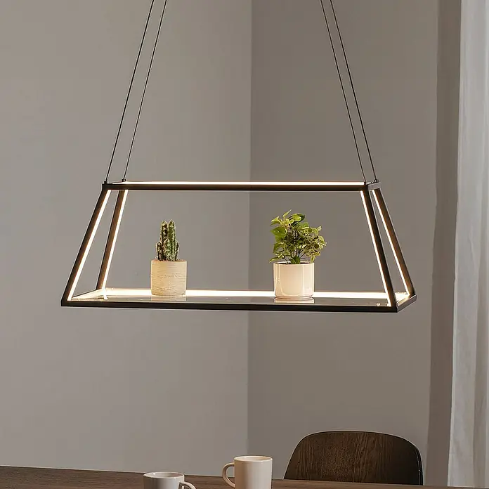 Lucande Pendelleuchte Mensola - L x B x H: 75 x 28,5 x 27 cm, schwarz, Schwarz