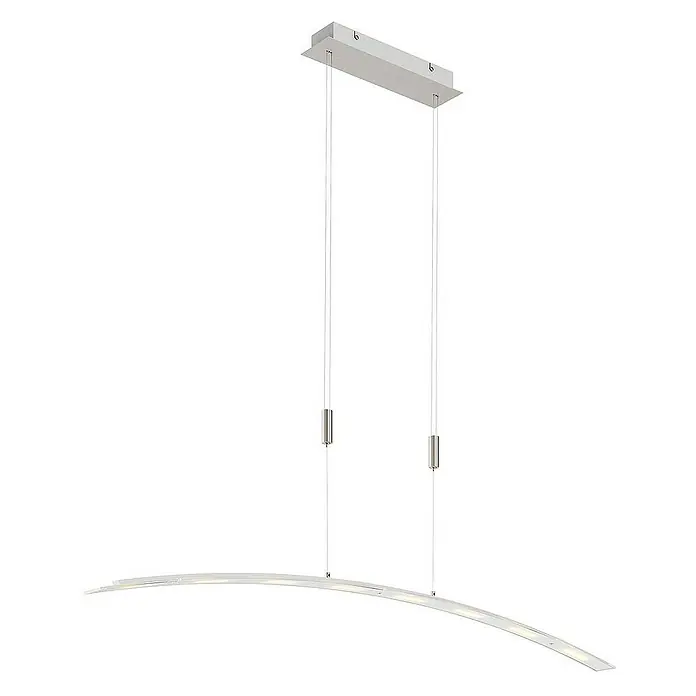 Lindby Pendelleuchte Manon - L x B x H: 136 x 6 x 11,5 cm, gefrostet, nickel matt