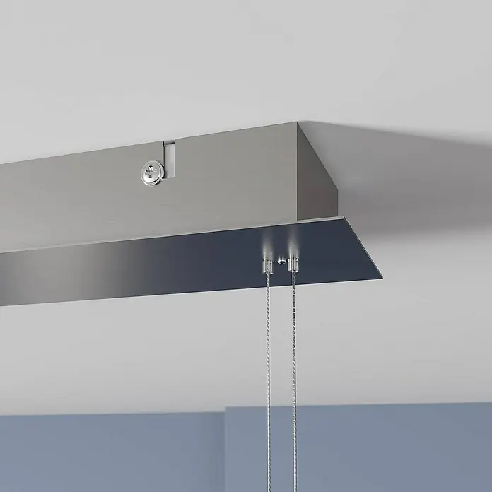 Lindby Pendelleuchte Manon - L x B x H: 136 x 6 x 11,5 cm, gefrostet, nickel matt