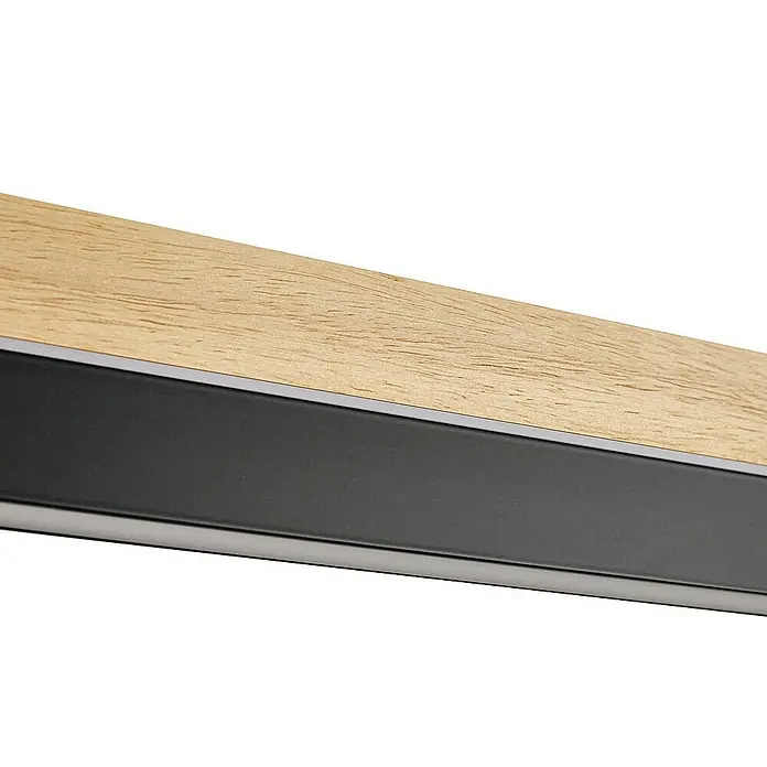 Lucande Pendelleuchte Holven - L x B x H: 113 x 6 x 8 cm, Holz hell, holz hell, Schwarz